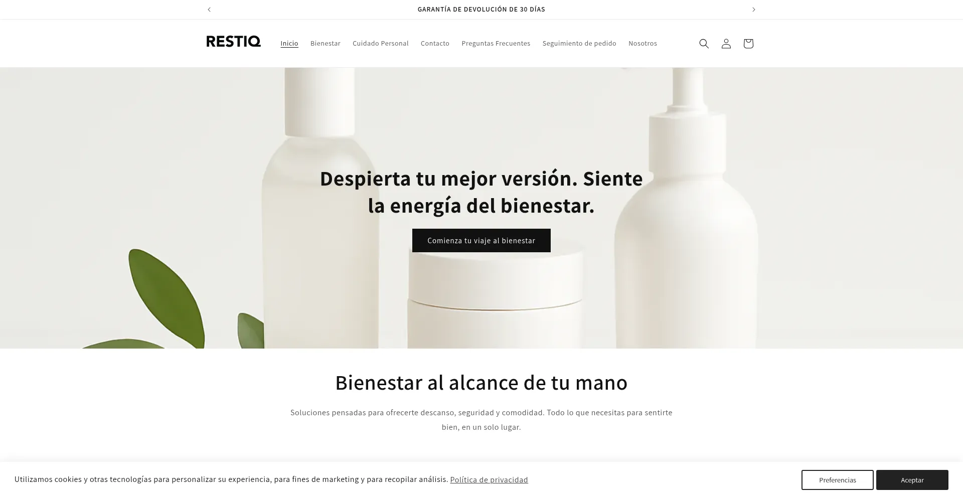 Website screenshot of Restiq.es
