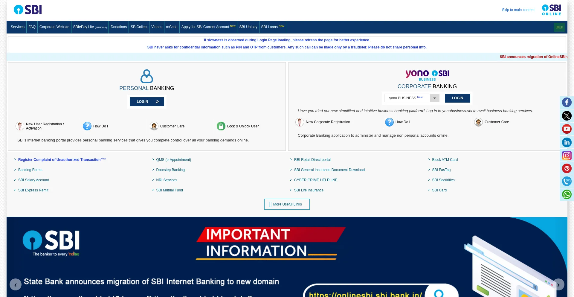Retail.sbi.bank.in Screenshot
