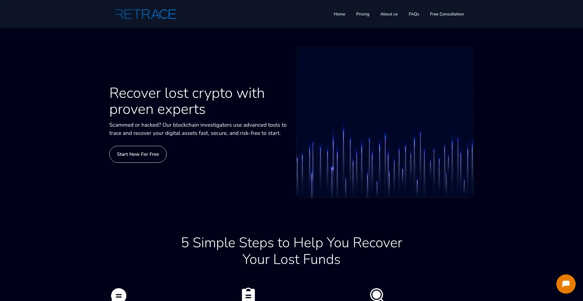 Website screenshot of Retrace.fi