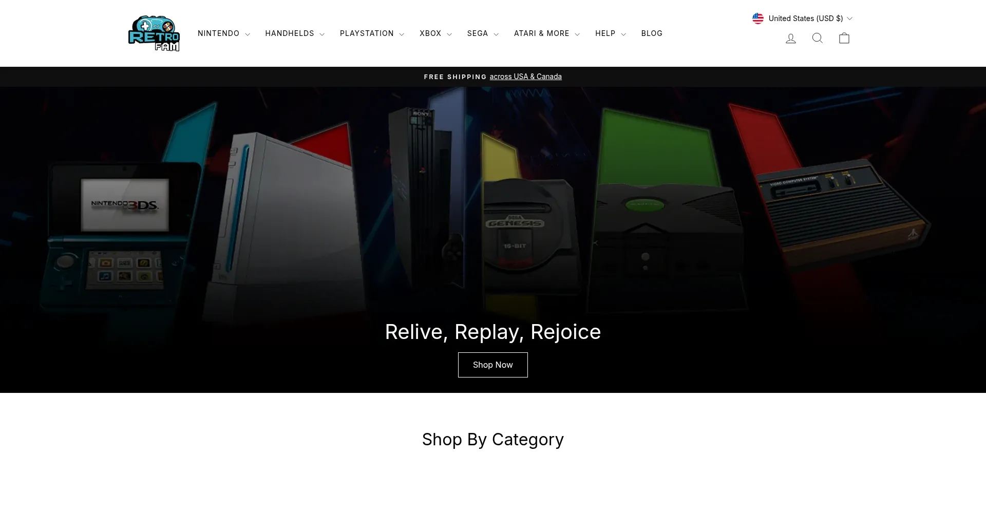 Website screenshot of Retrofam.com