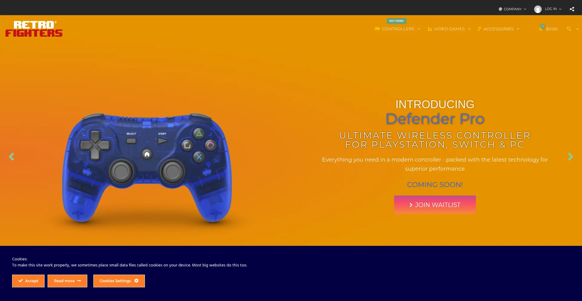 Website screenshot of Retrofighters.com