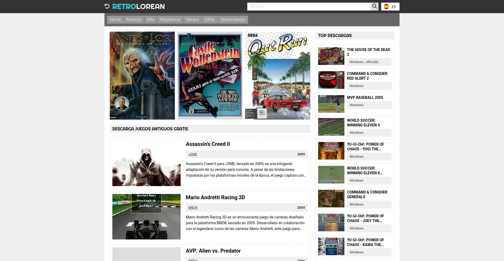Website screenshot of Retrolorean.com