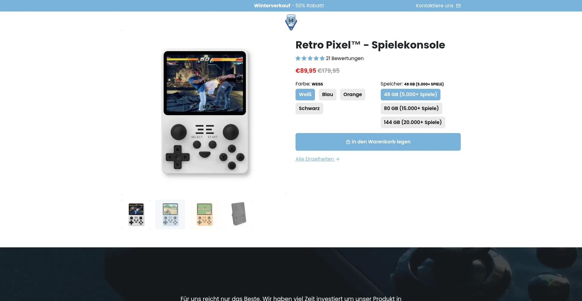 Website screenshot of Retropixelde.com