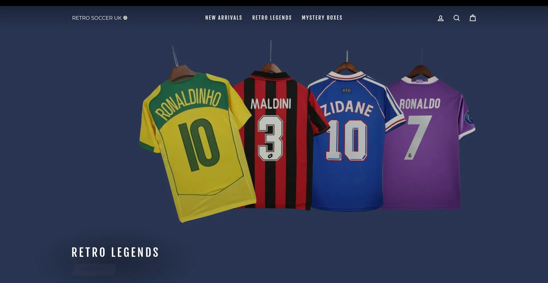 Website screenshot of Retrosoccer.co.uk