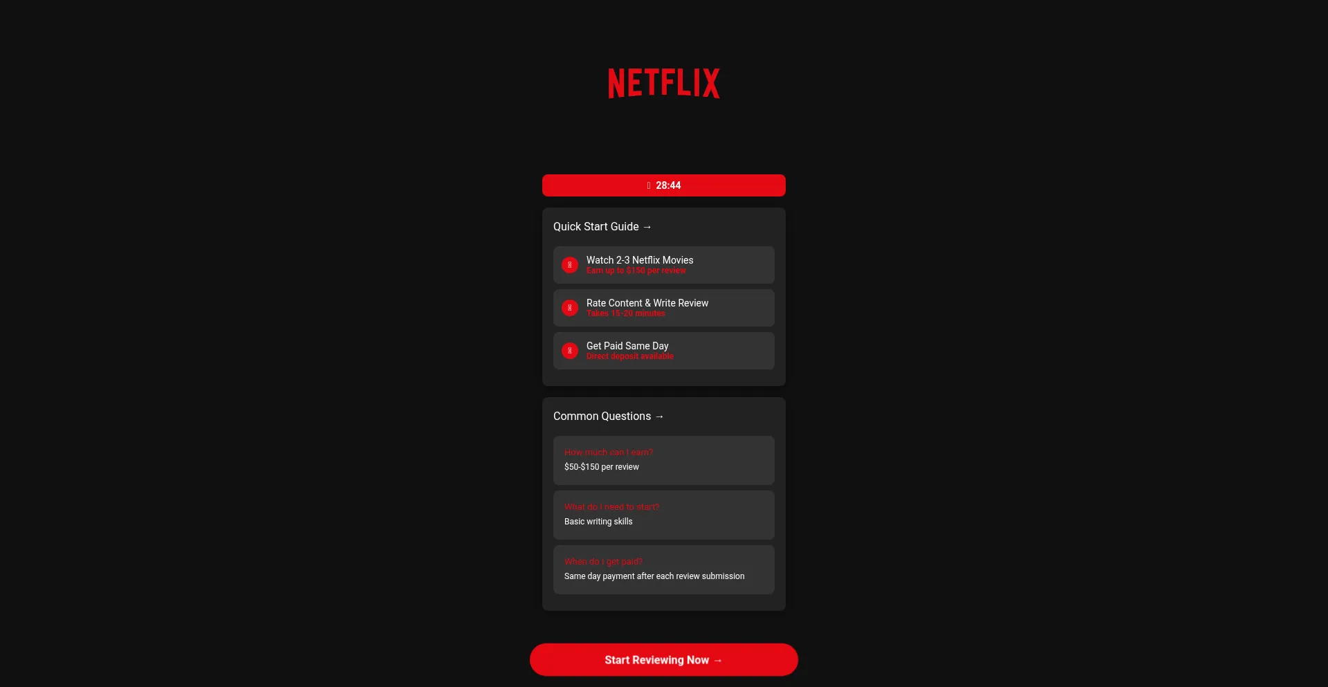 Website screenshot of Reviewerflick.com