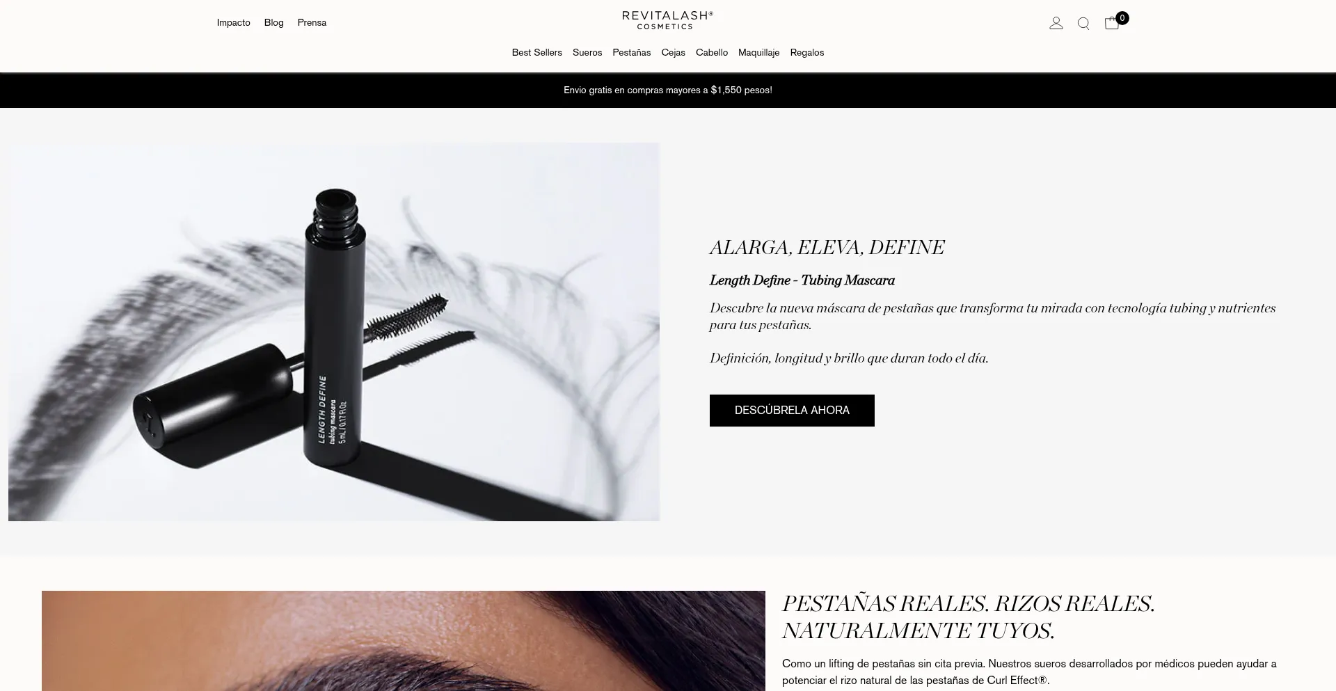 Website screenshot of Revitalash.mx