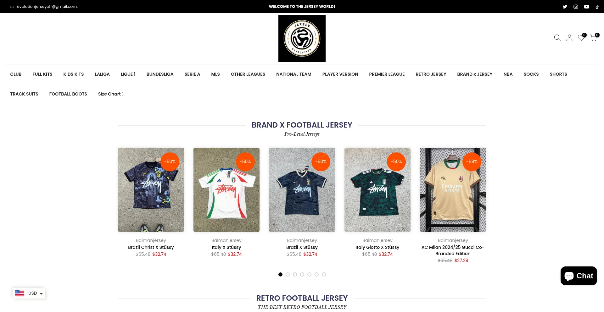 Website screenshot of Revolutionjersey.com