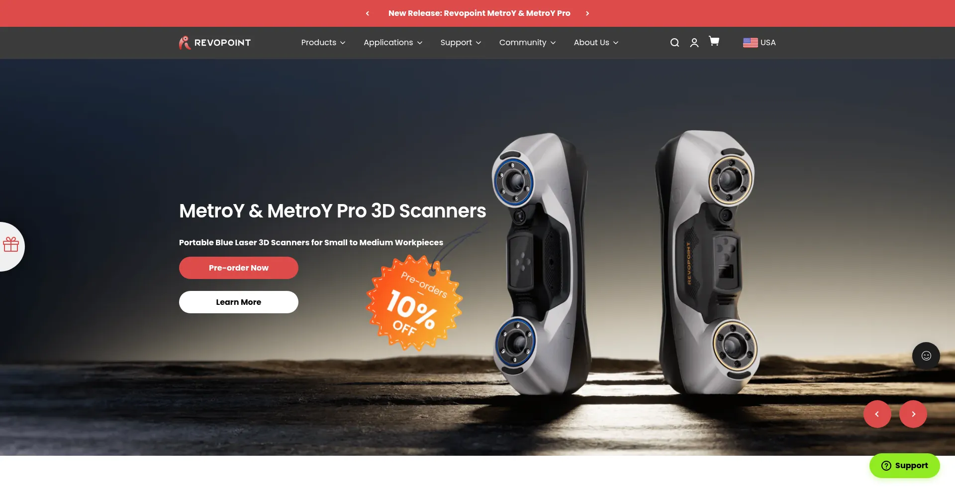 Website screenshot of Revopoint3d.com