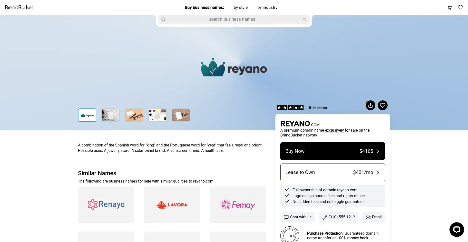 Website screenshot of Reyano.com