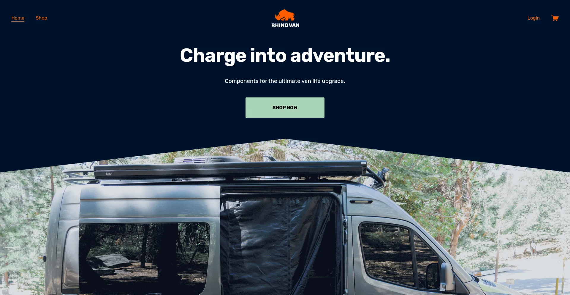Website screenshot of Rhinovan.com