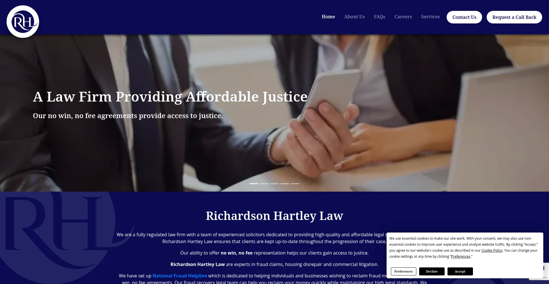 Website screenshot of Rhlaw.co.uk