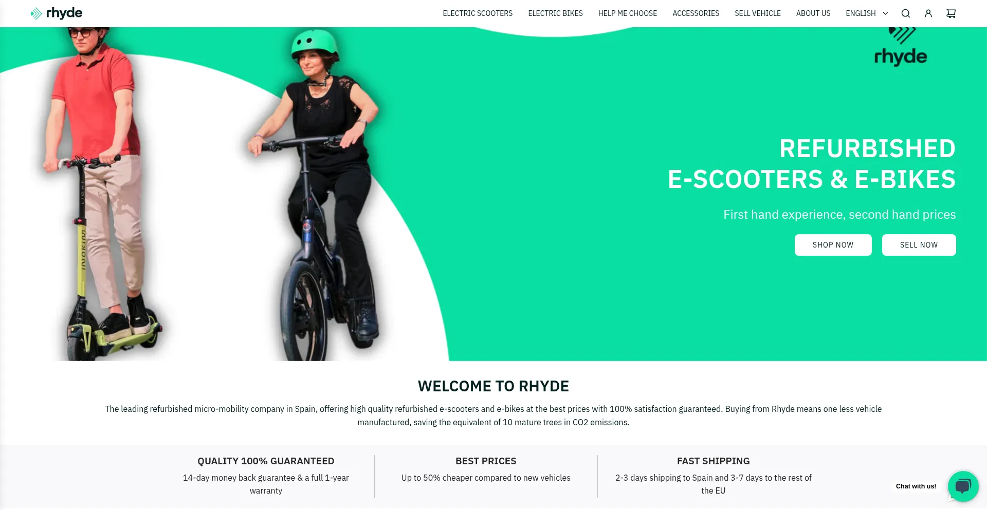 Website screenshot of Rhyde.co