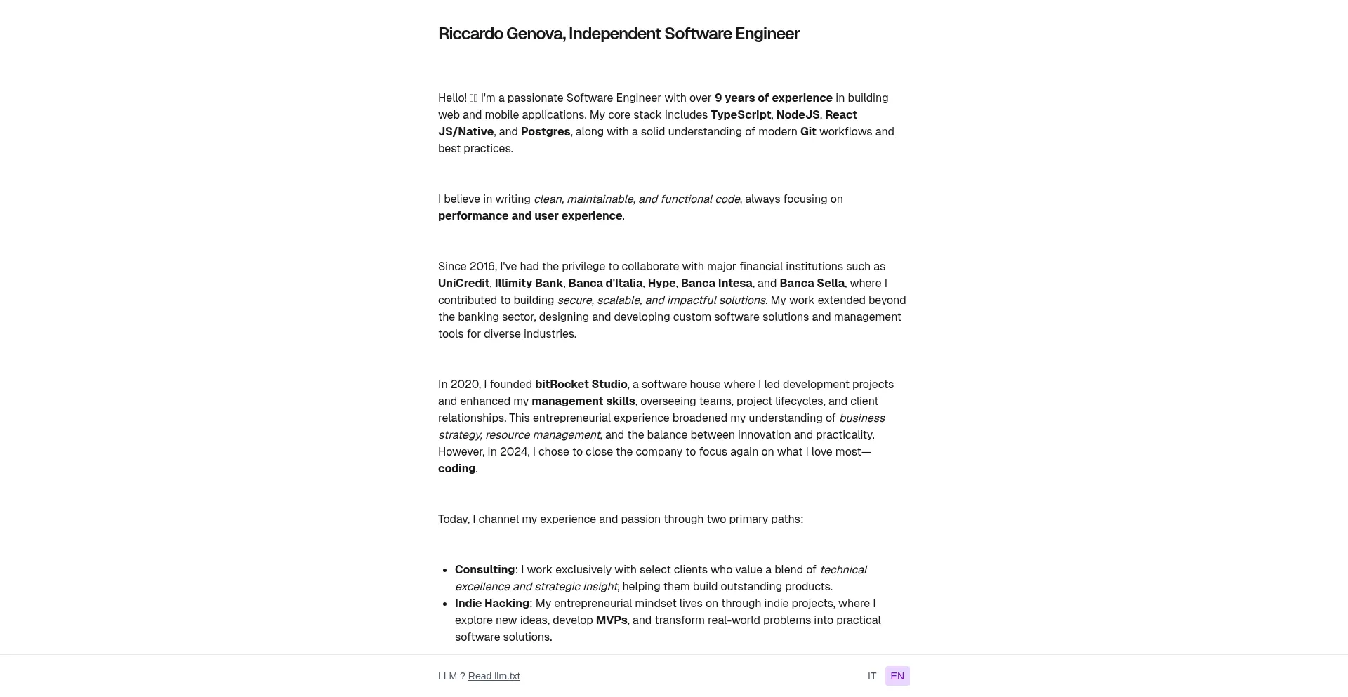 Website screenshot of Riccardogenova.art