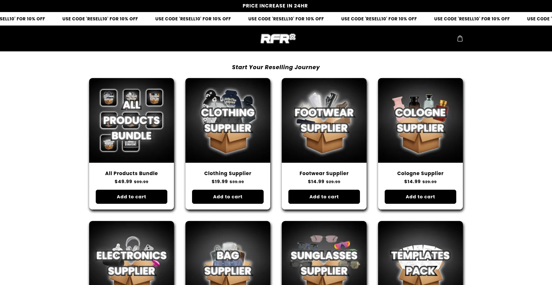Website screenshot of Richfromresell.shop