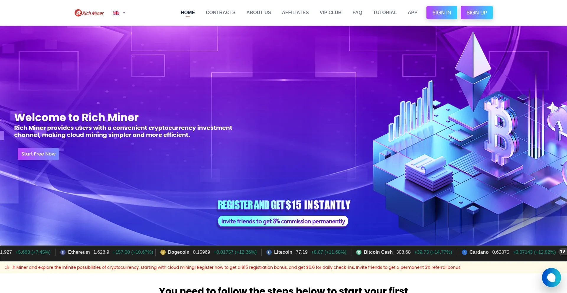 Website screenshot of Richminer.com