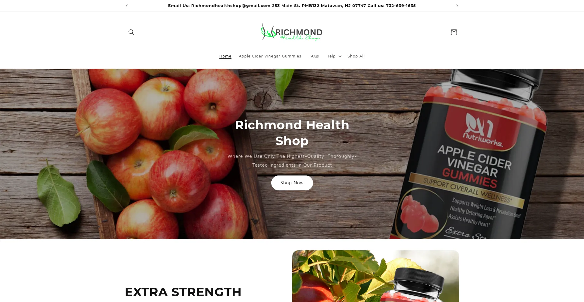 Website screenshot of Richmondhealthshop.com
