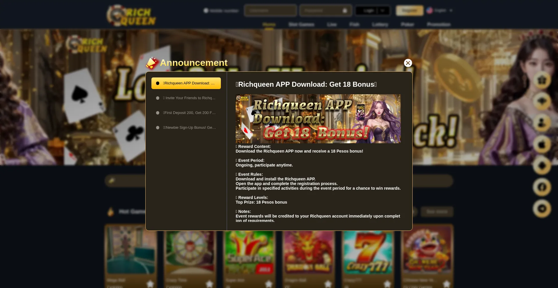 Website screenshot of Richqueen.work