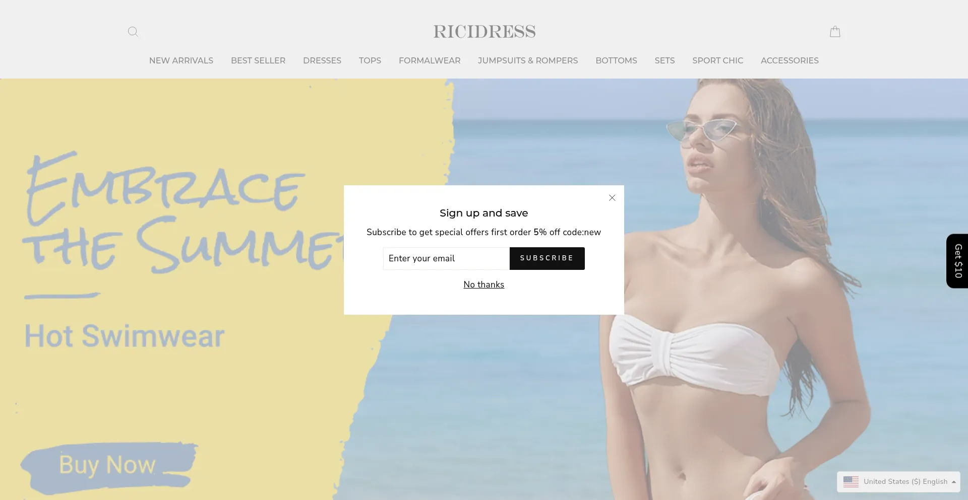Website screenshot of Ricidress.com