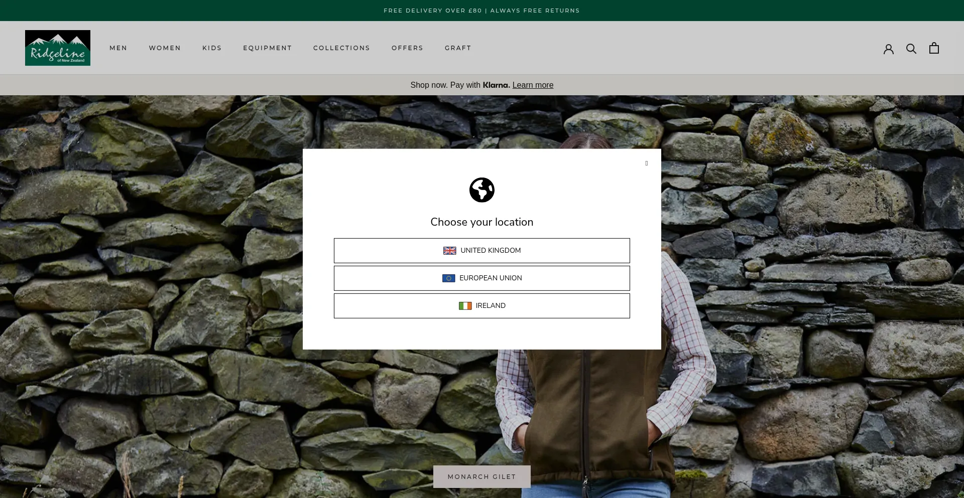 Website screenshot of Ridgelineclothing.co.uk