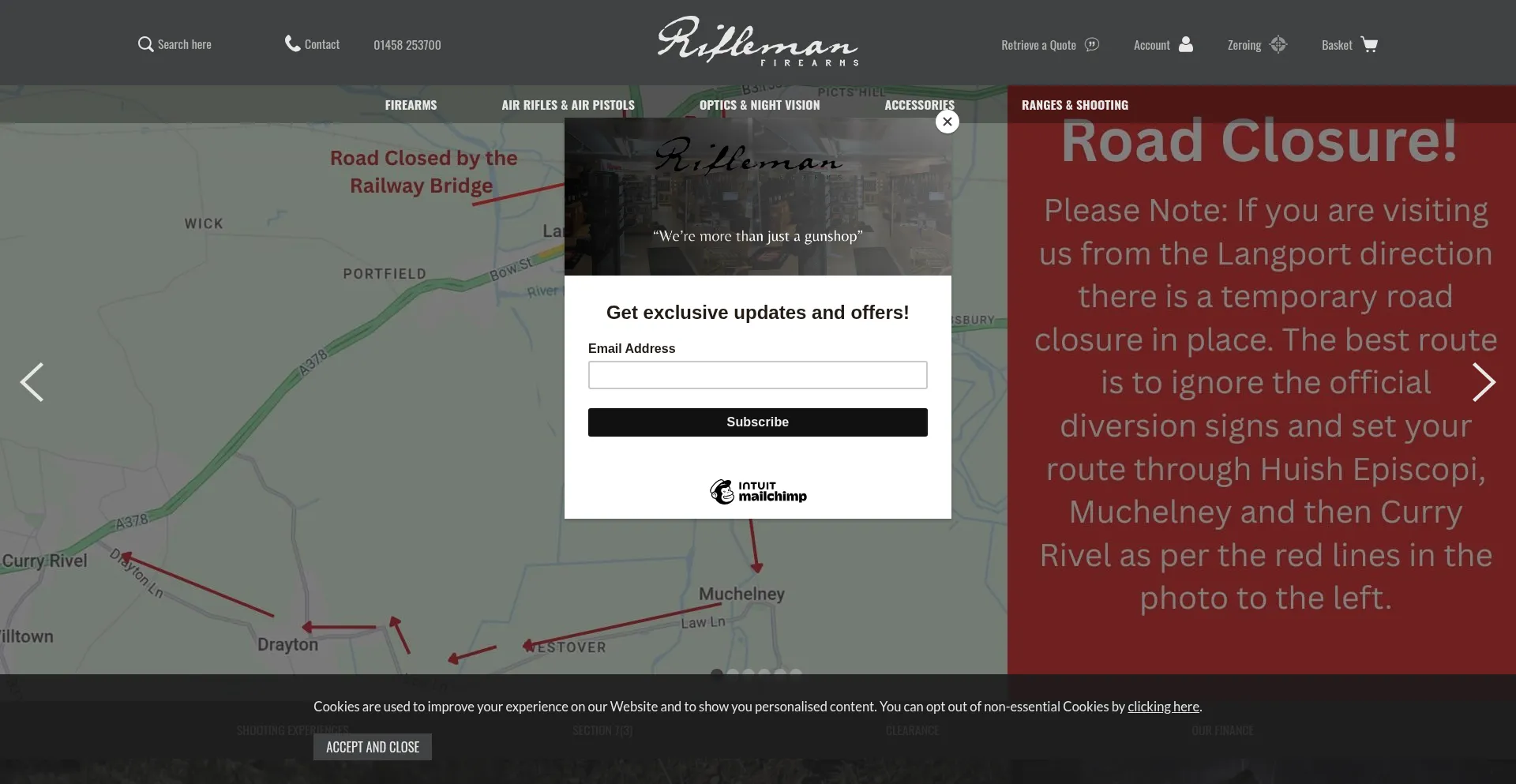 Website screenshot of Riflemanfirearms.com