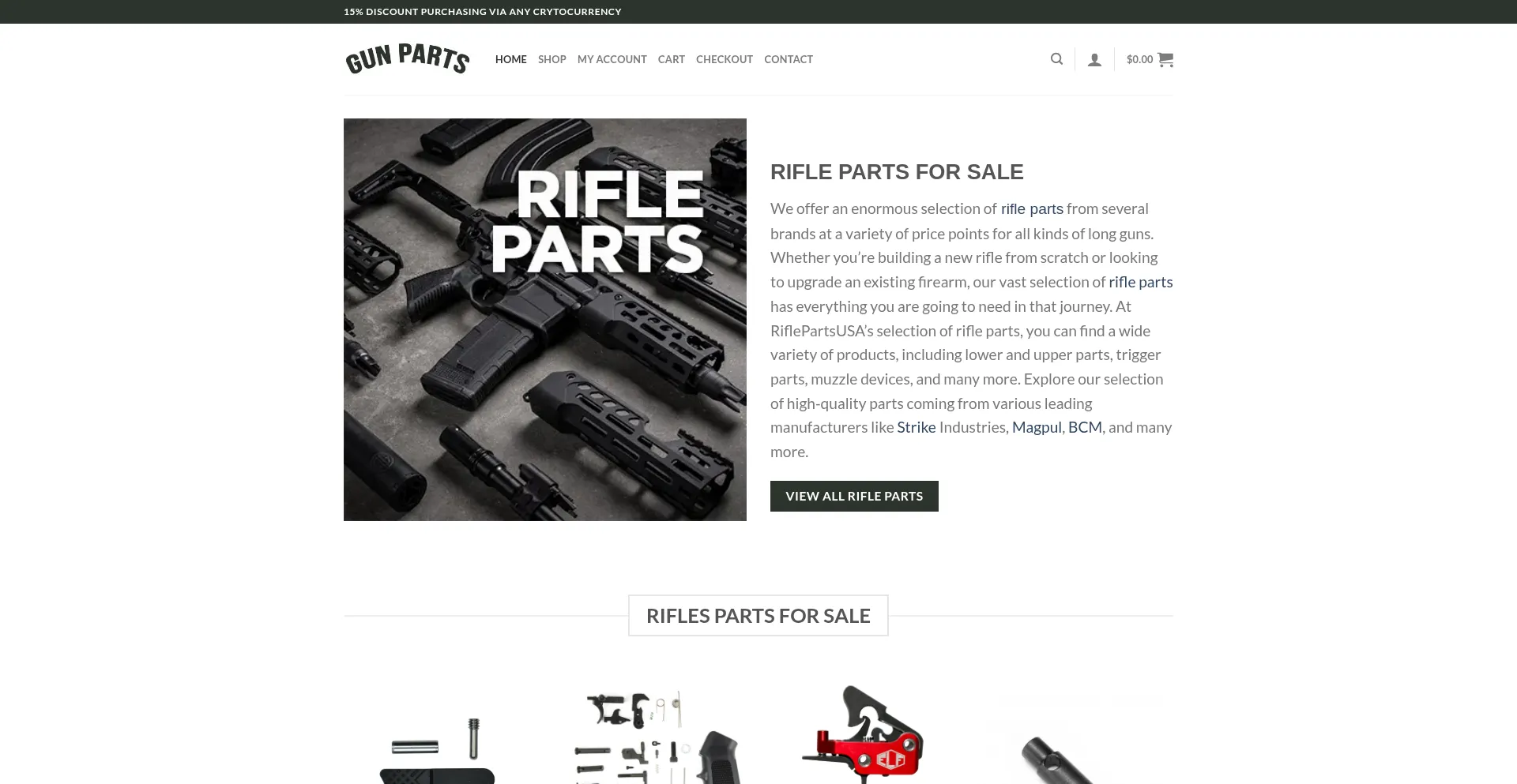 Website screenshot of Riflepartsusa.com