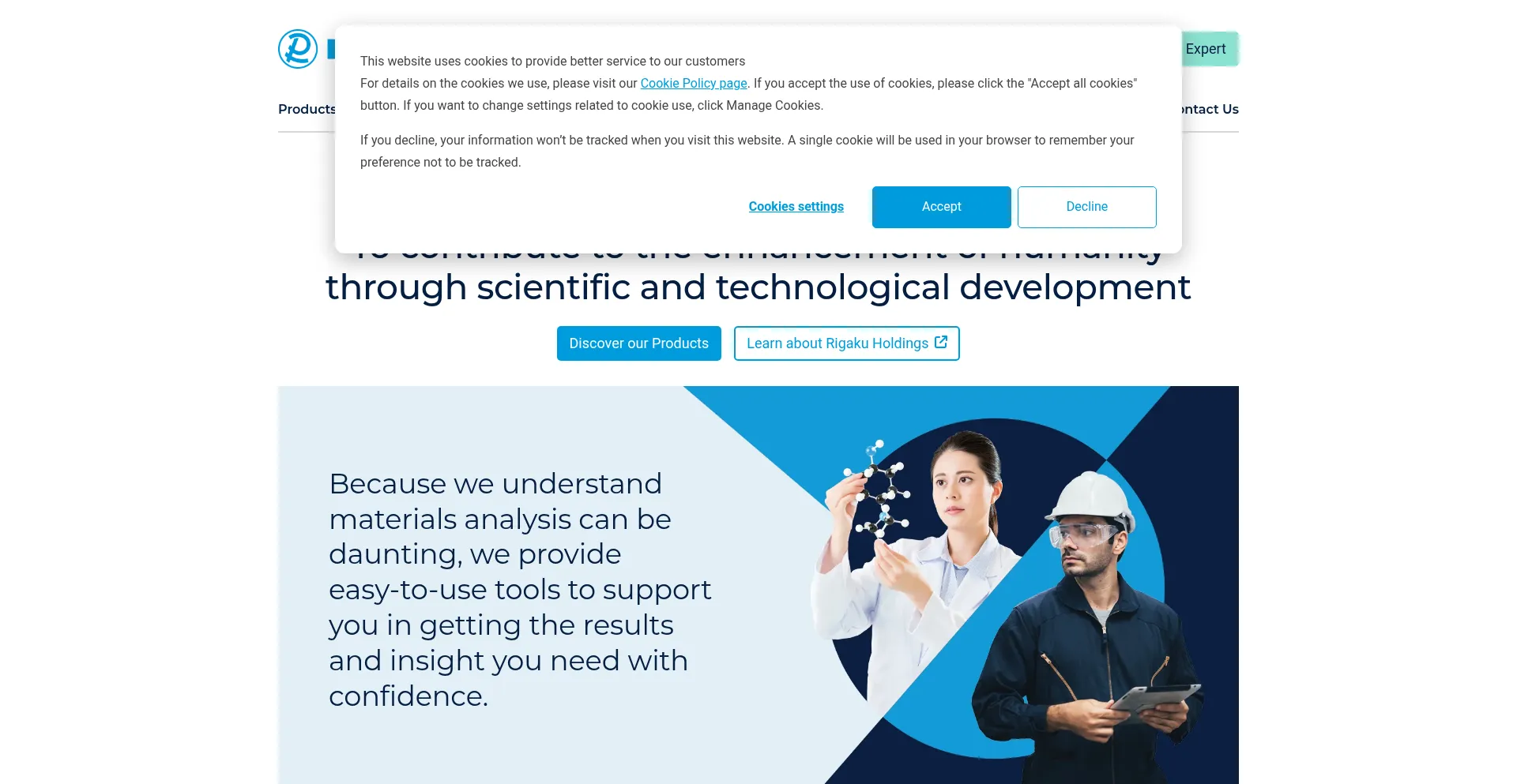 Website screenshot of Rigaku.com