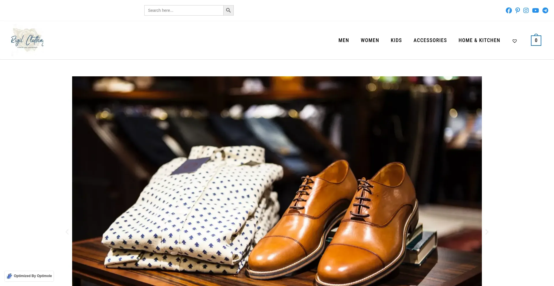 Website screenshot of Rigilclothing.in