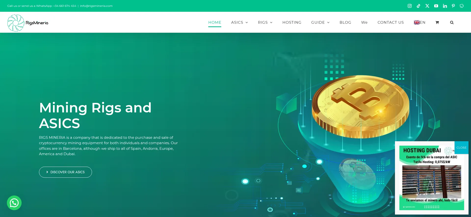 Website screenshot of Rigsmineria.com
