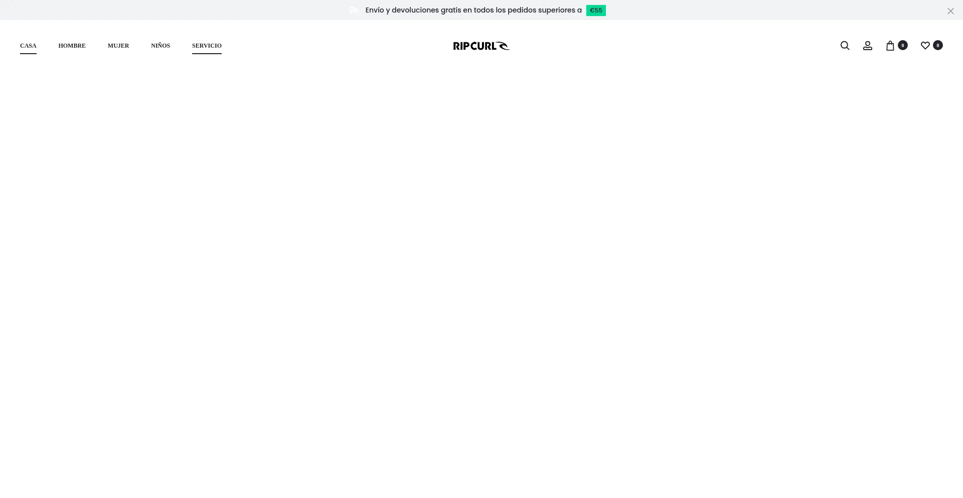 Website screenshot of Ripcurl.com.es