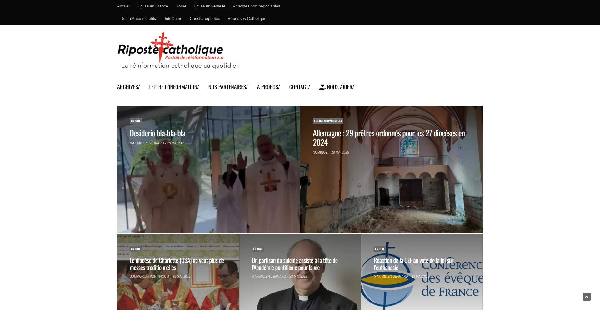 Website screenshot of Riposte-catholique.fr