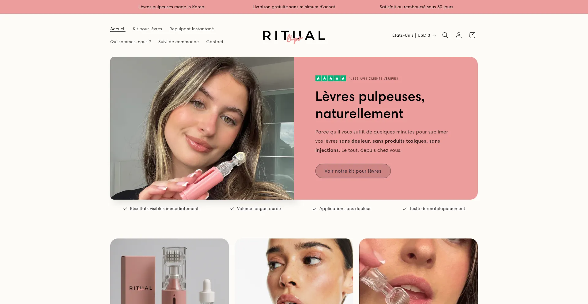Website screenshot of Rituallips.com