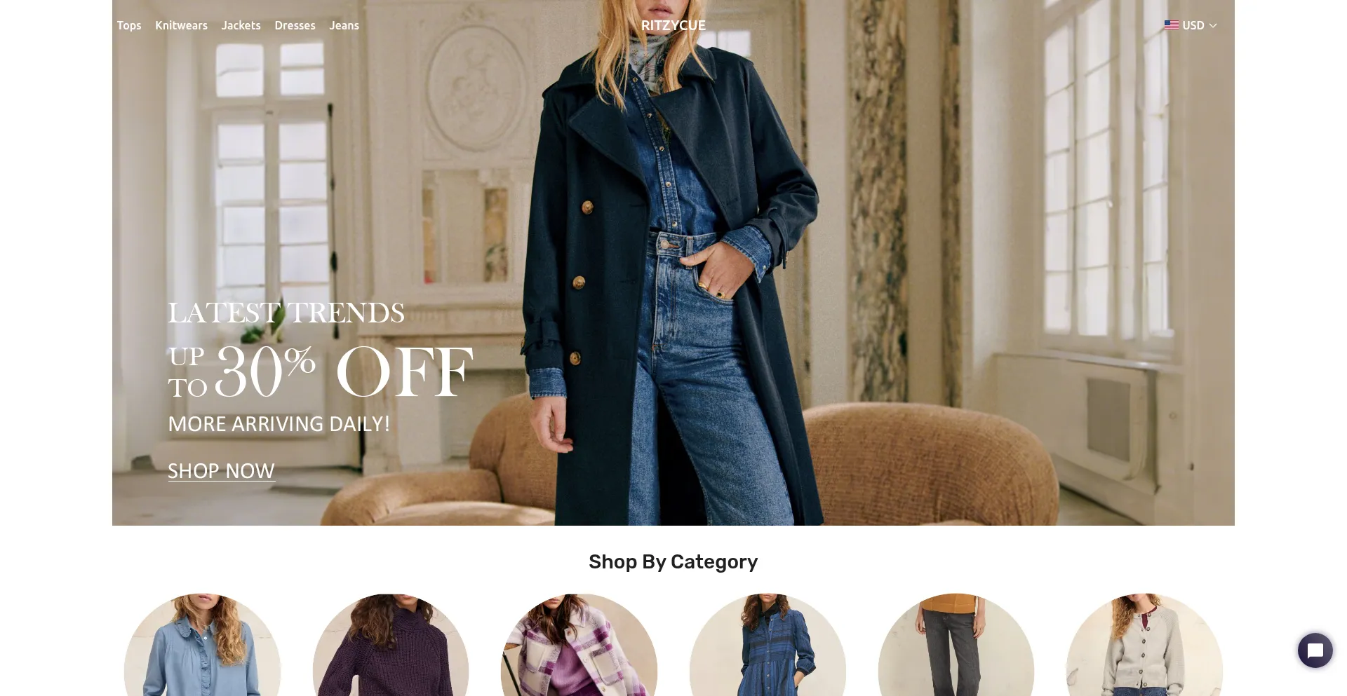 Website screenshot of Ritzycue.com