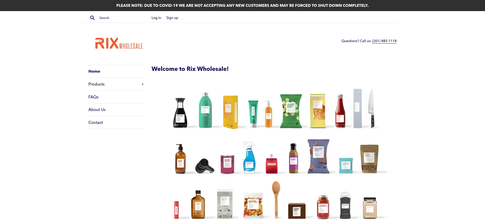 Website screenshot of Rixwholesale.com