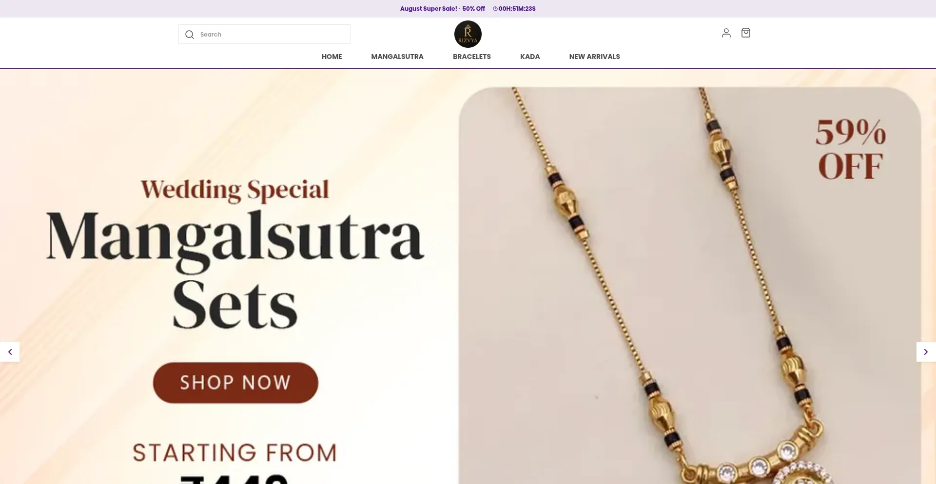 Website screenshot of Rizvya.com