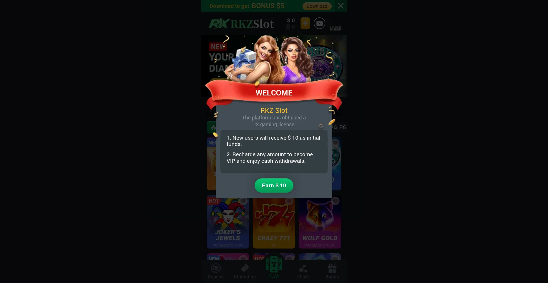 Website screenshot of Rkzslot.vip