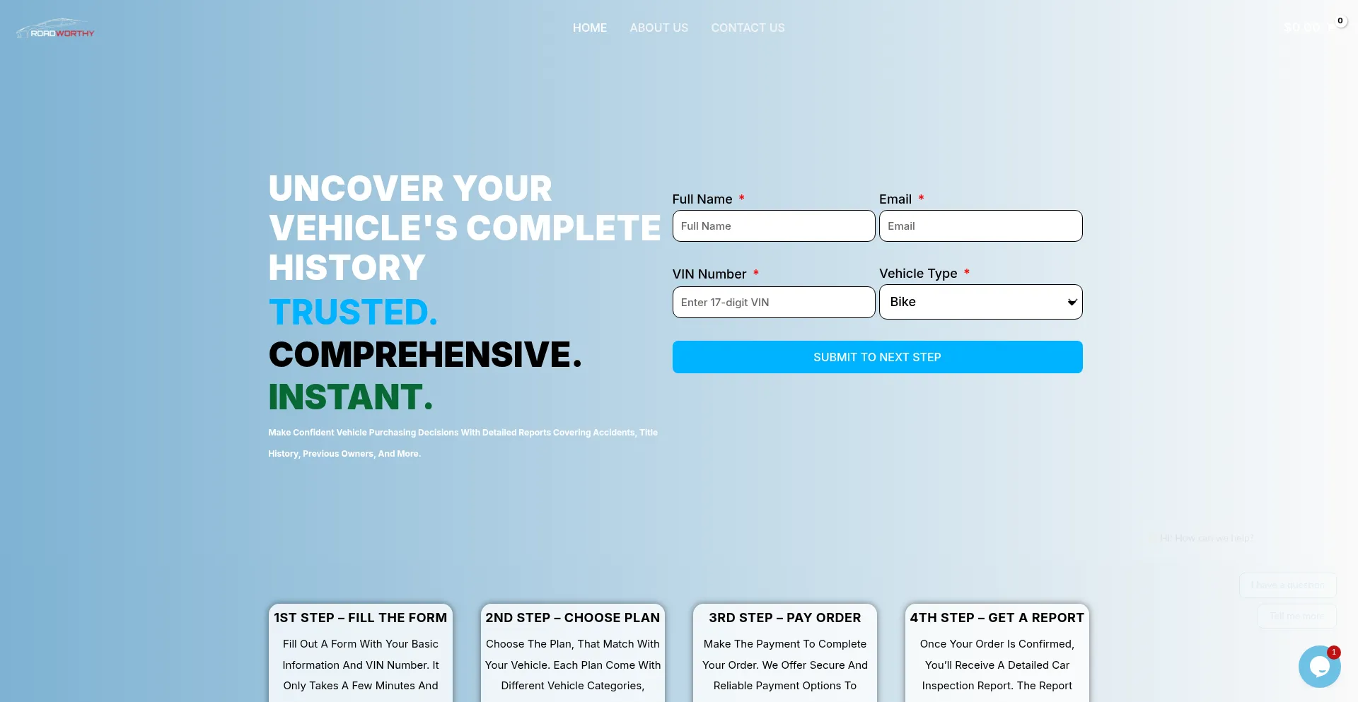 Website screenshot of Roadworthyy.com