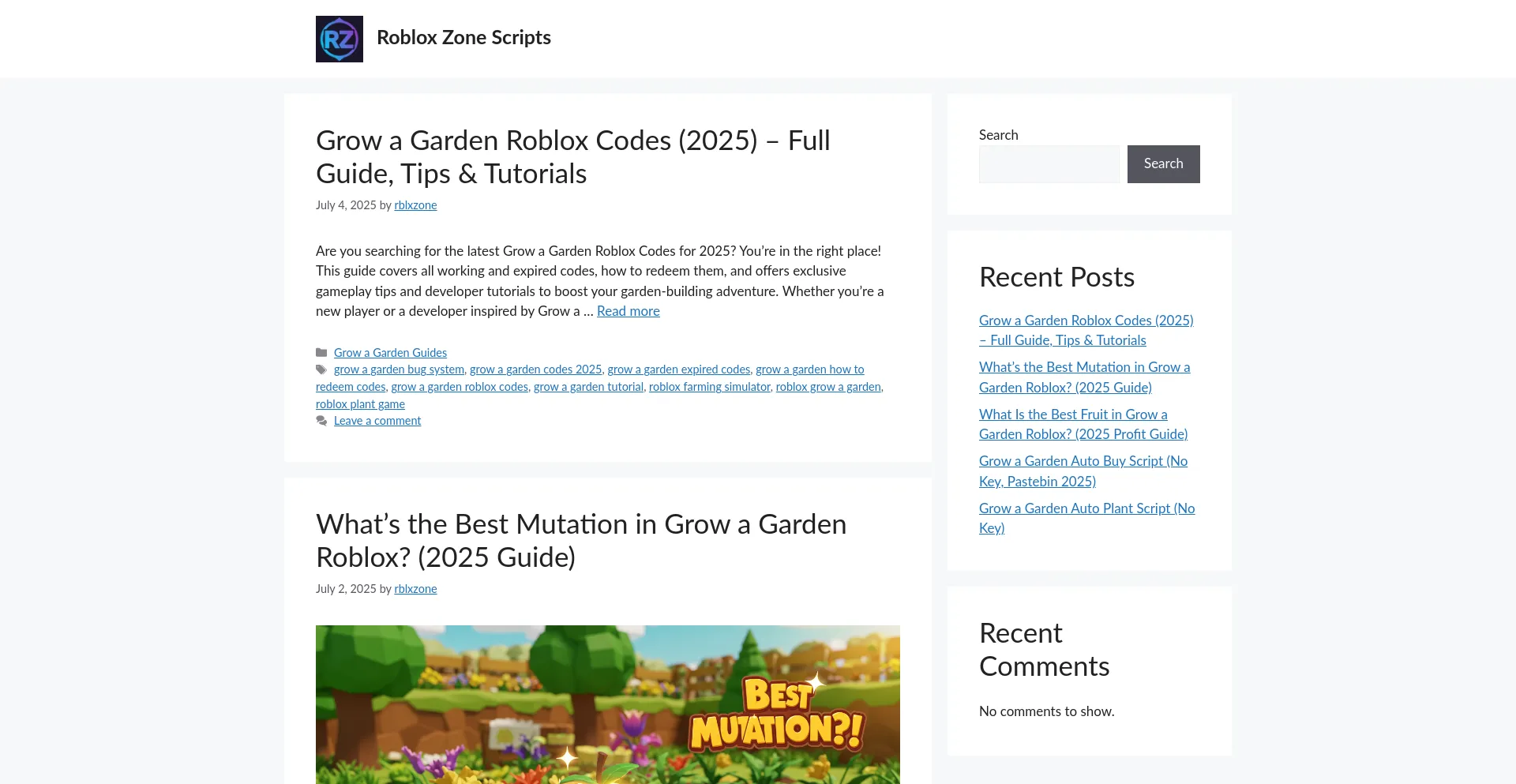 Website screenshot of Robloxzone.pro