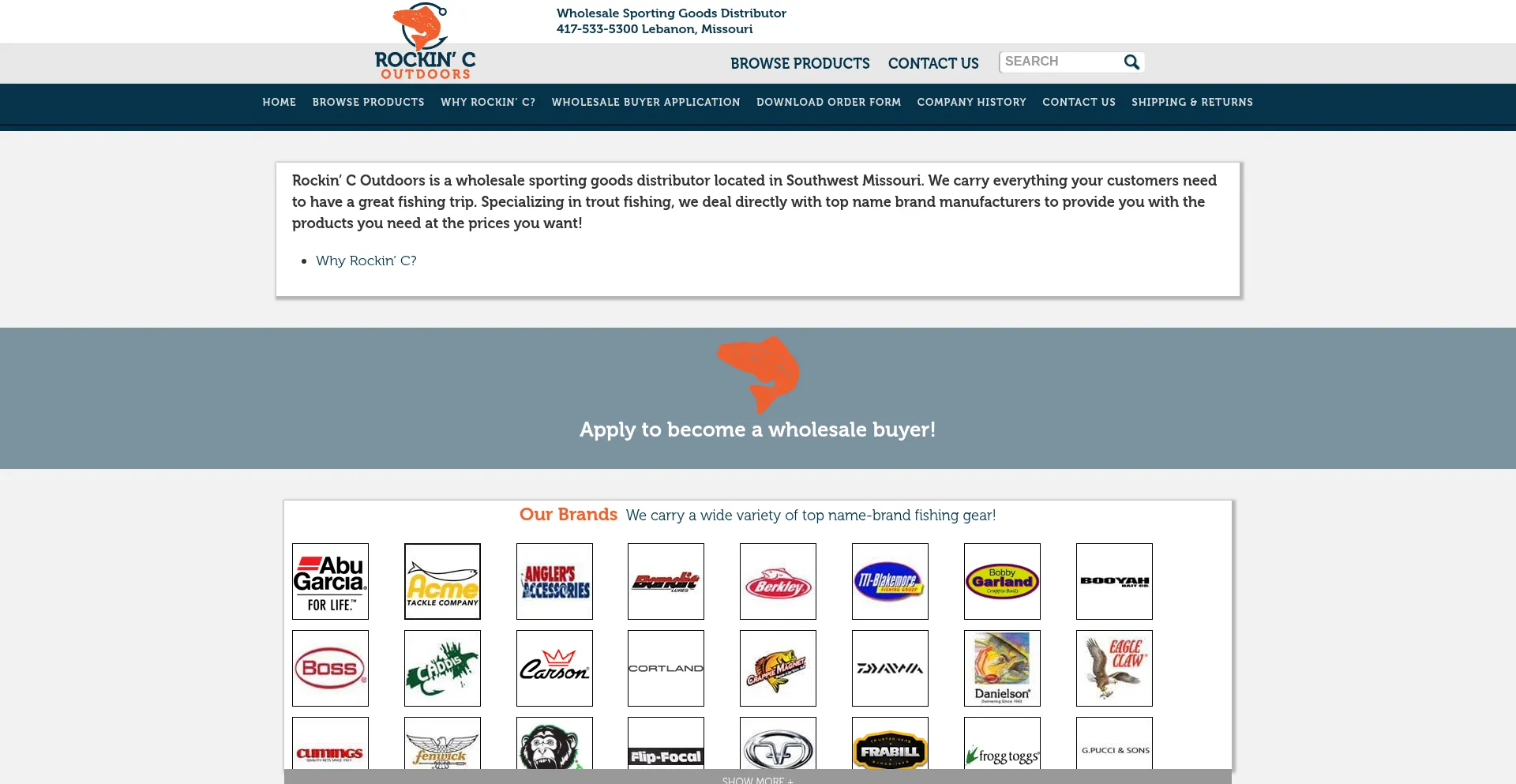 Website screenshot of Rockincoutdoors.com