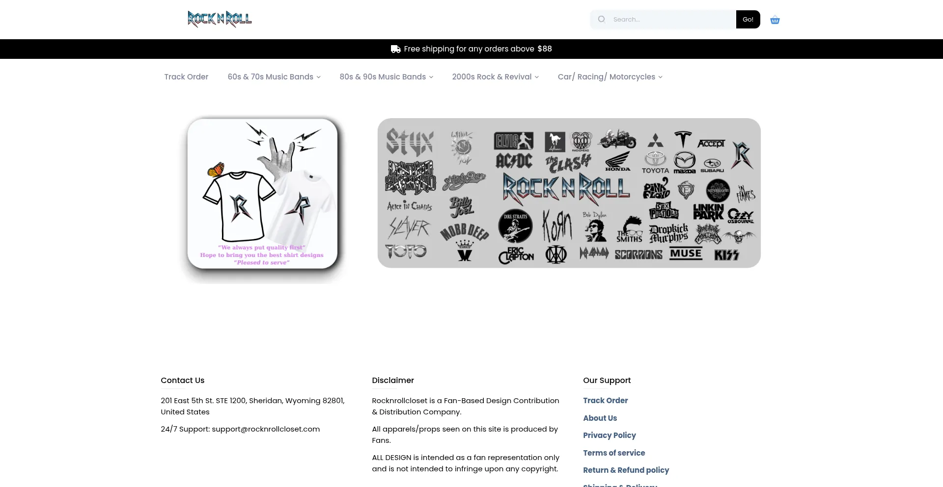 Website screenshot of Rocknrollcloset.com