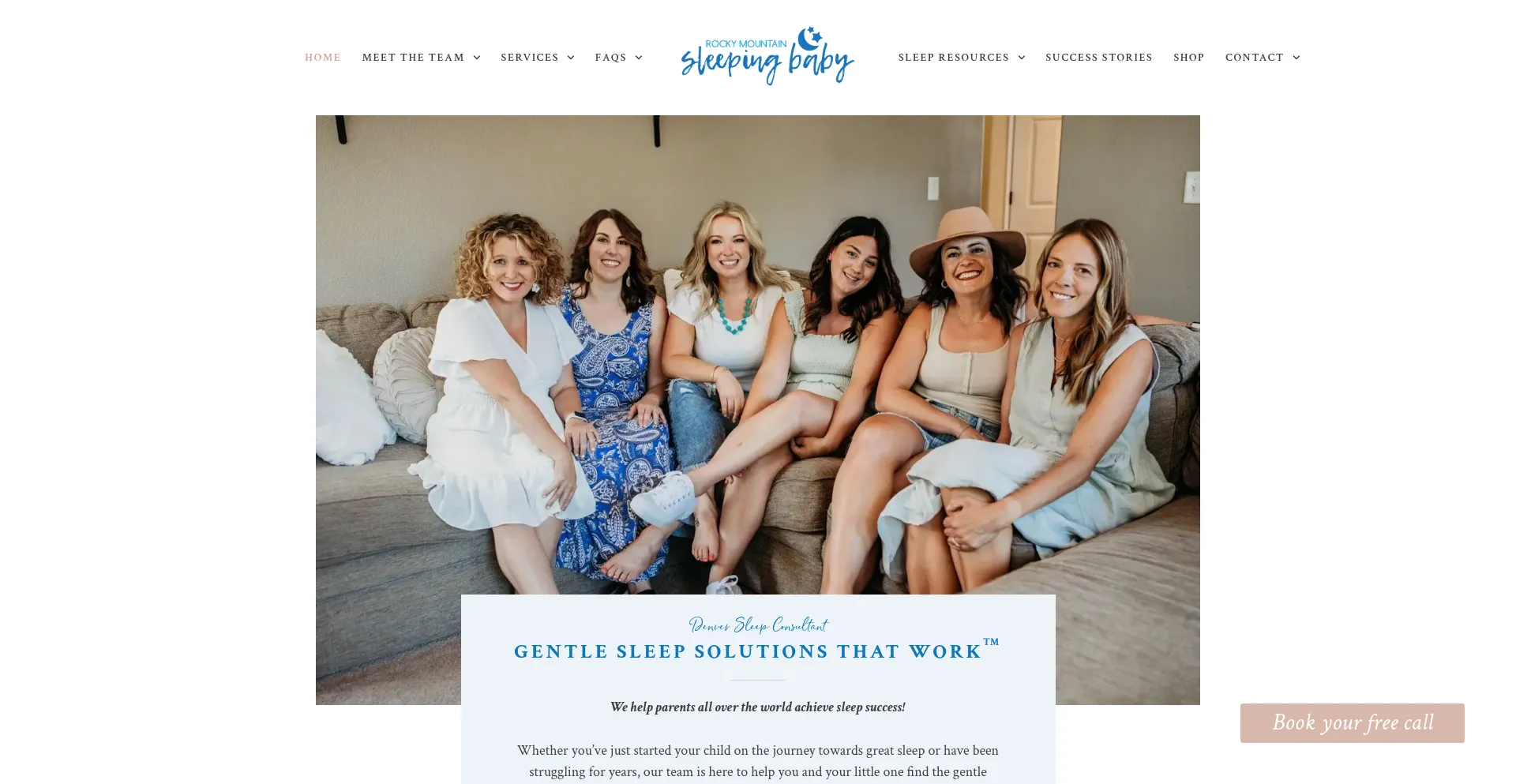 Website screenshot of Rockymountainsleepingbaby.com