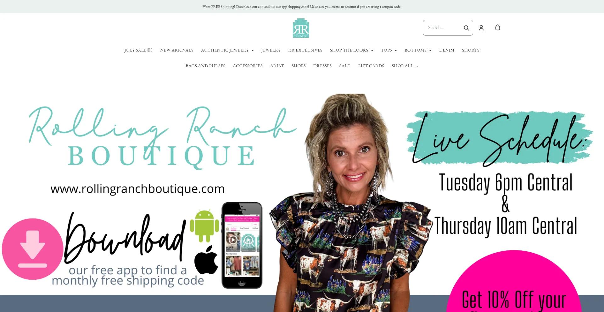 Website screenshot of Rollingranchboutique.com