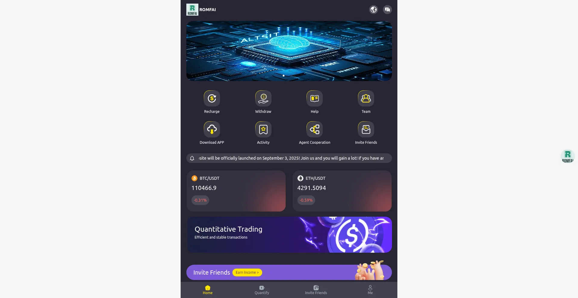 Website screenshot of Romfai.com