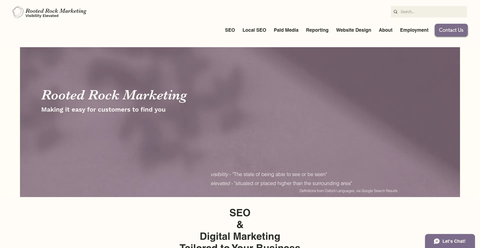 Website screenshot of Rootedrock.com