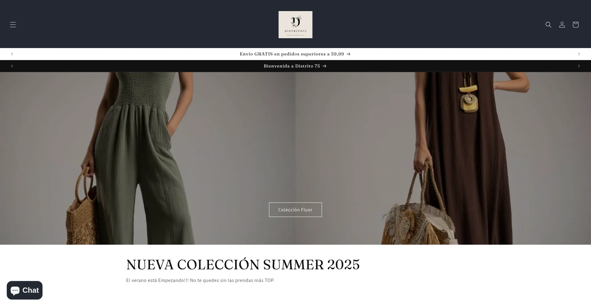 Website screenshot of Ropamujermodadistrito75.com