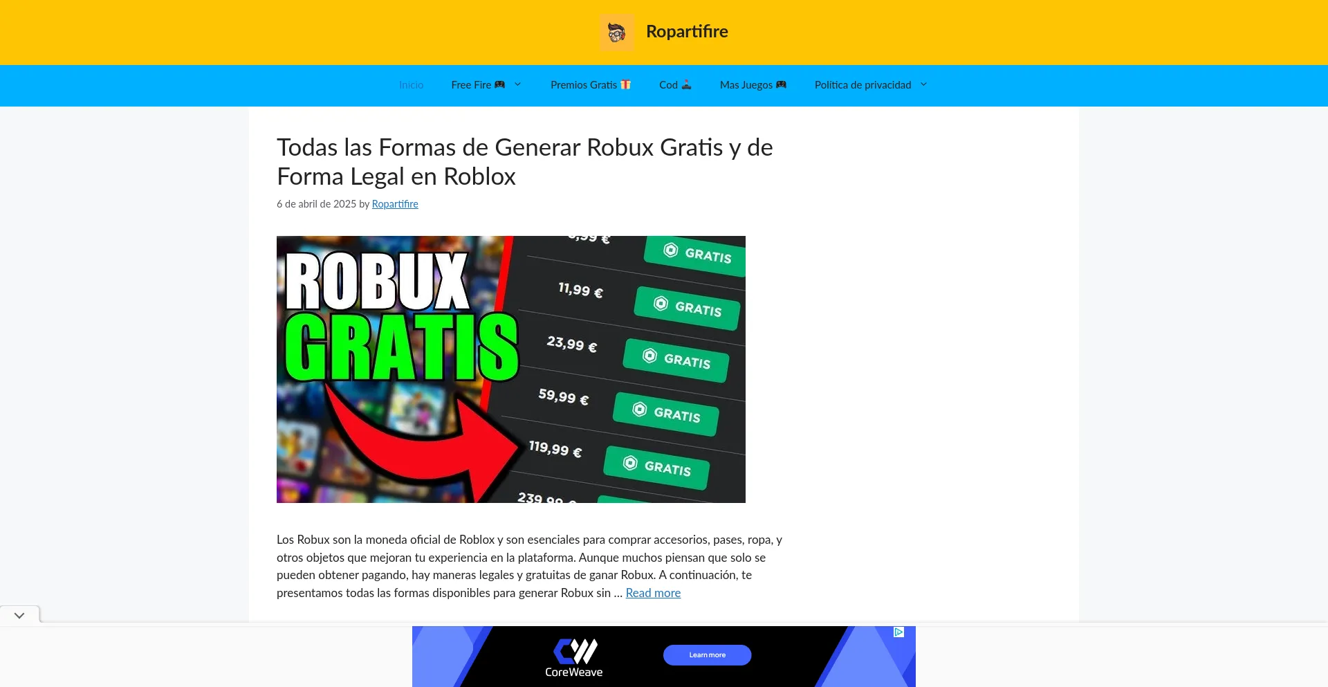 Website screenshot of Ropartifire.tecnologiaempresarial.top