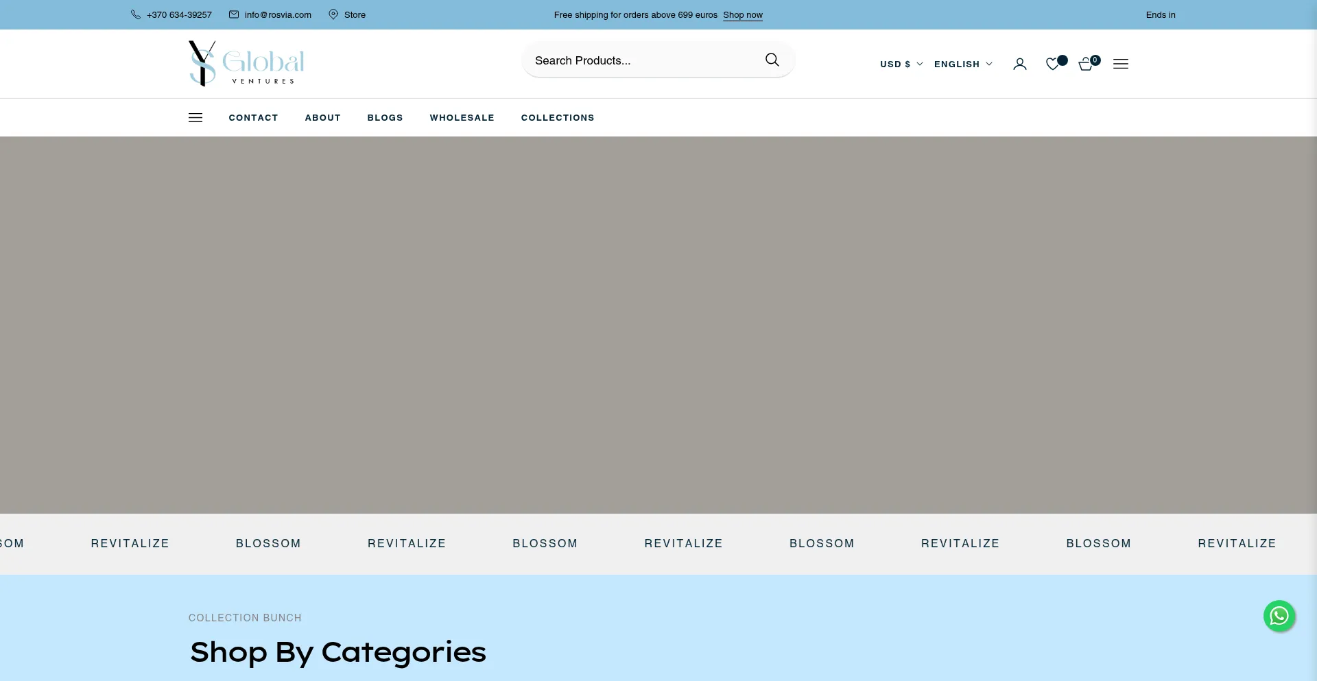 Website screenshot of Rosvia.com