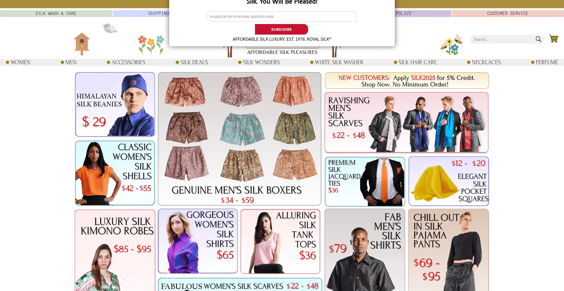 Website screenshot of Royalsilkusa.com