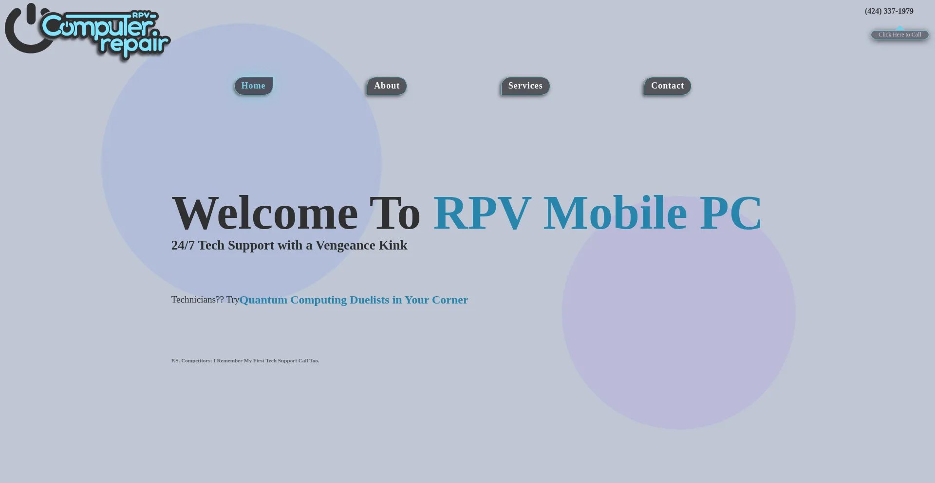 Website screenshot of Rpvmobilepc.com