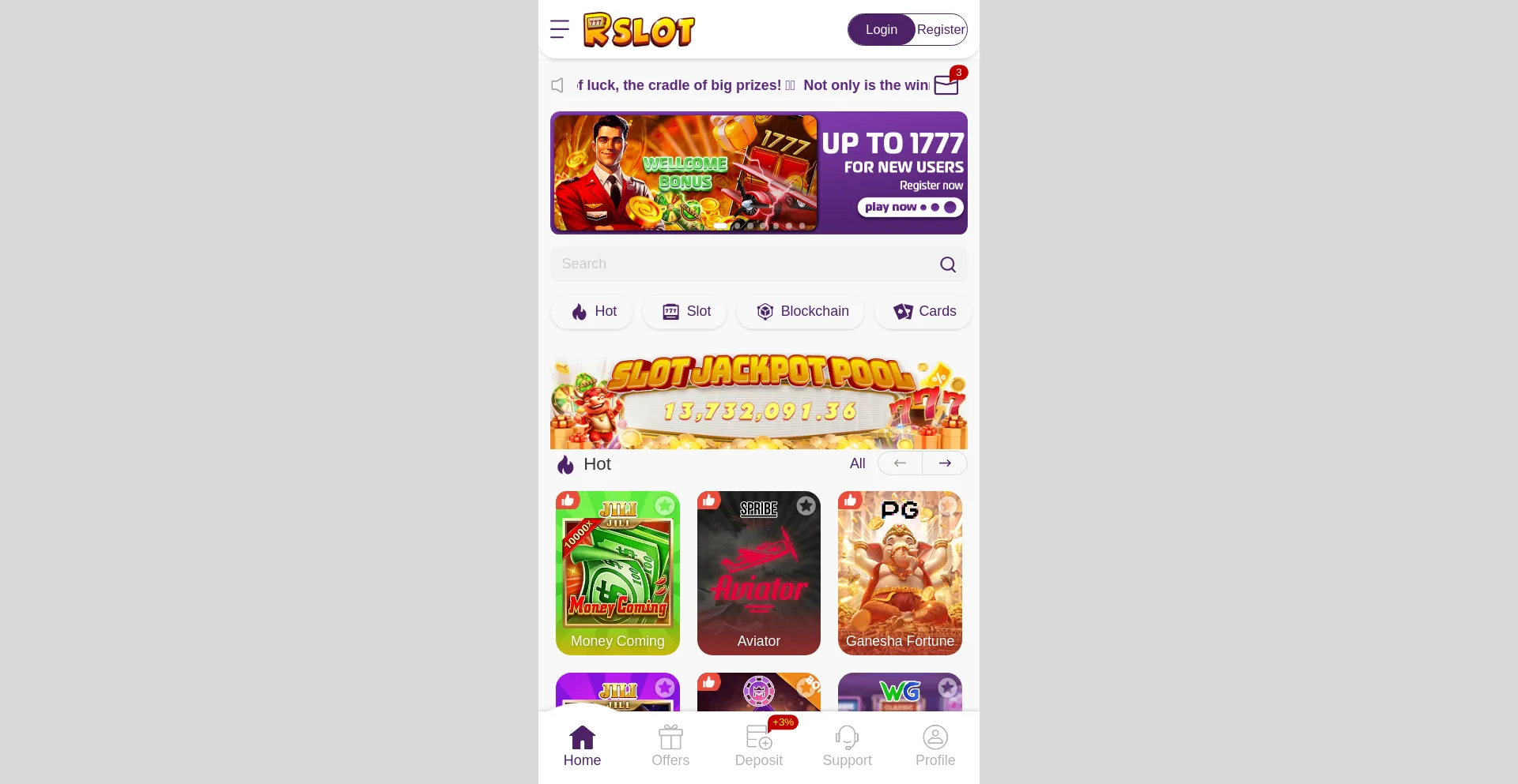 Website screenshot of Rslot.com