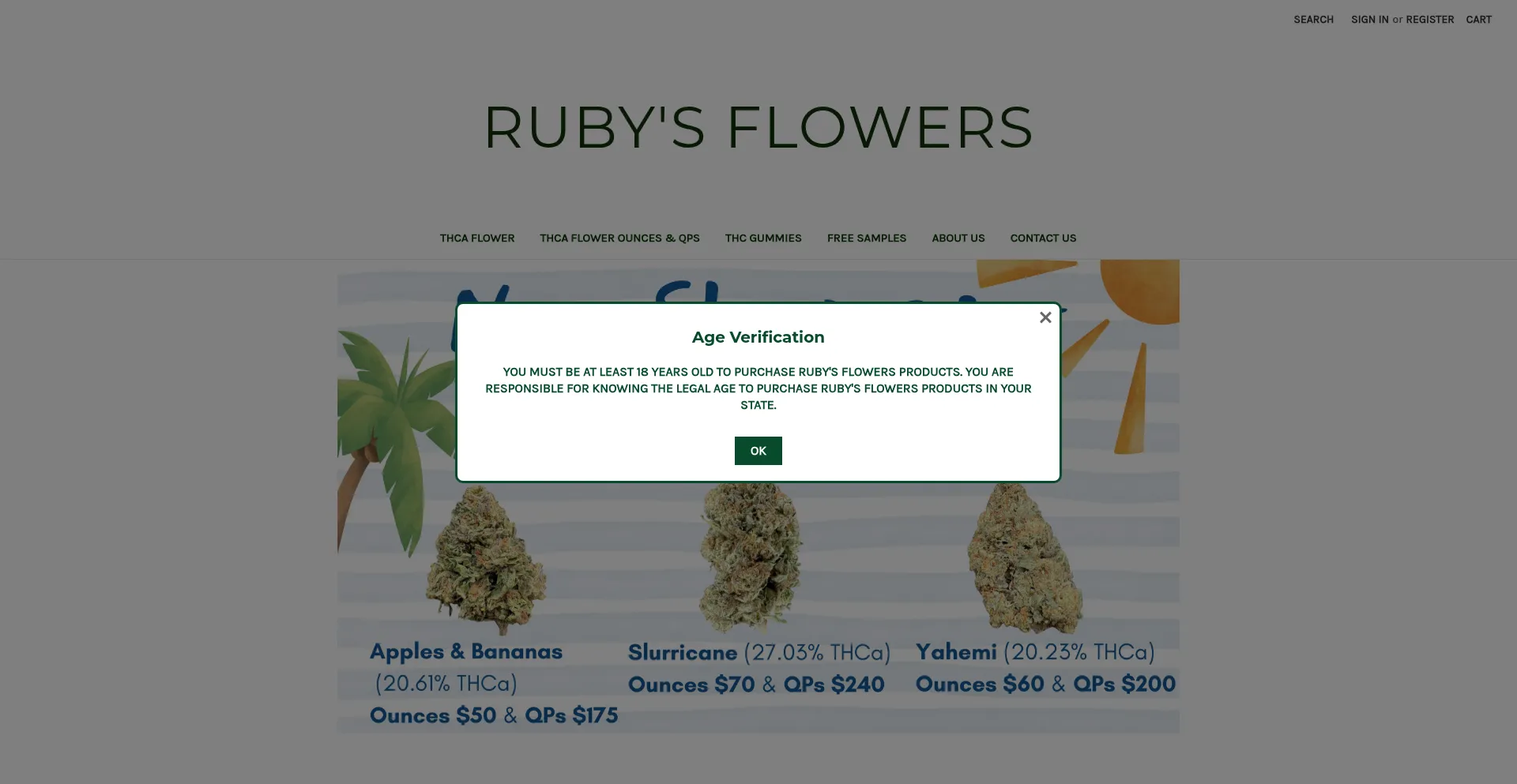 Website screenshot of Rubysflowerswi.com